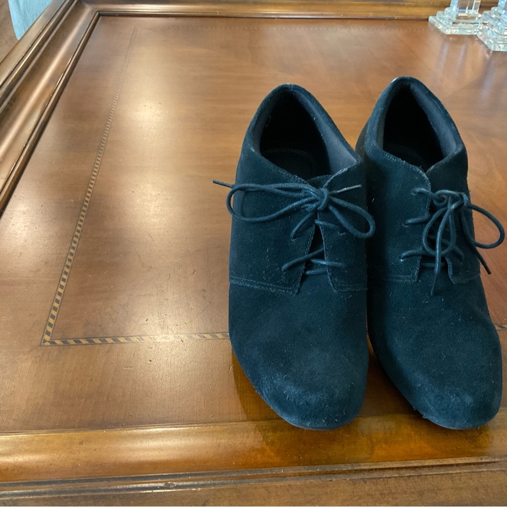 Clarks Black Suede Lace-Up Ankle Boots